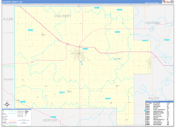 Van Wert County, OH Wall Map Zip Code Basic Style 2024